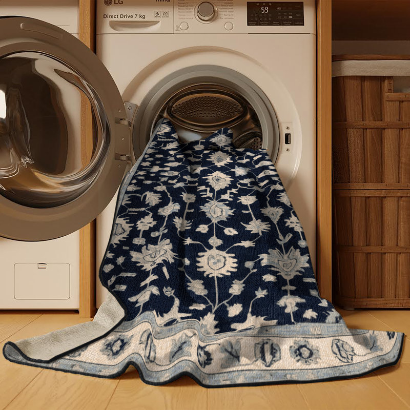 Machine Washable Overdyed Gray Area Rug, Square 6'