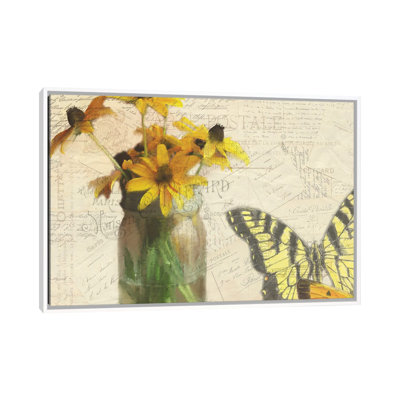Carte Postale Sunflowers 1 Piece Single Picture Frame and Floater Frame Wall Art on Canvas