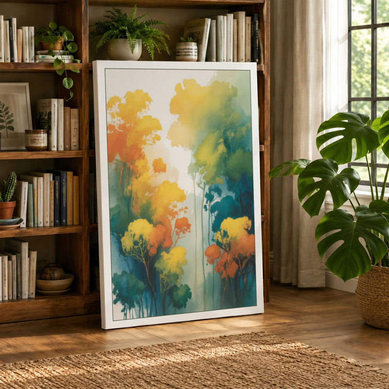 Garden in Golden Light Botanical 1 Piece Wrapped Canvas Wall Art, 36x24 - 91.4 x 61.0 cm, Sage Border