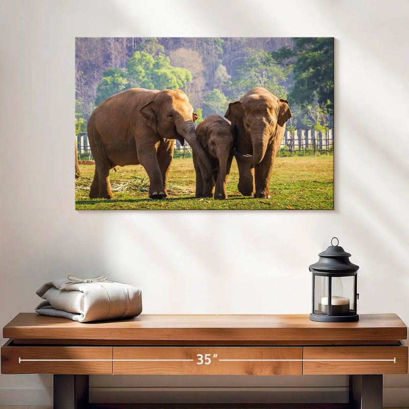 Brampt Asian Elephant Family, 16" H x 24" W
