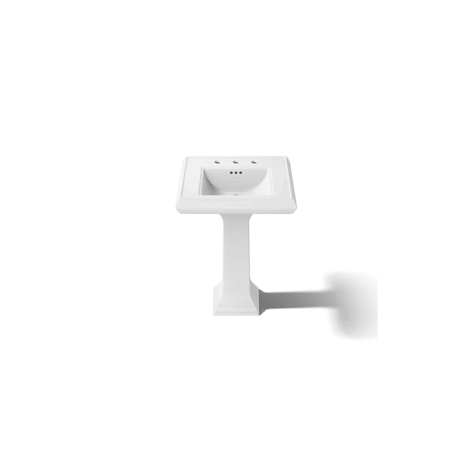 Memoirs 26.375" Tall Rectangular Pedestal Bathroom Sink with Overflow, White, 8" Centers