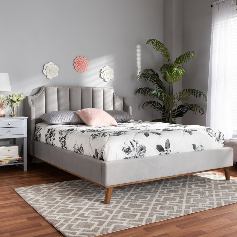 Upholstered Wingback Bed, King