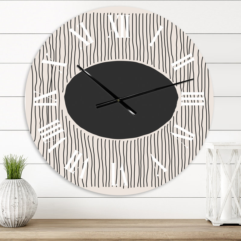 Minimal Geometric Lines and Circle III - Horloge murale moderne, Surdimensionné