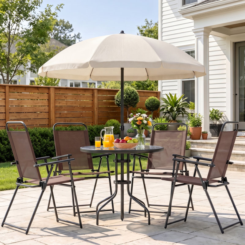 Ashlene 4-Person Outdoor Patio Dining Set, Brown