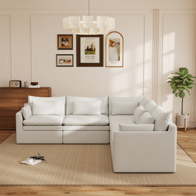Canapé modulaire Laron Bantry, Mélange de polyester blanc