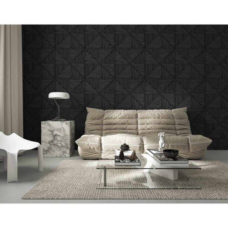 Parquet Large - Wallpaper by Norman Wyatt Home, Onyx, Peel & Stick, Self-adhesive
