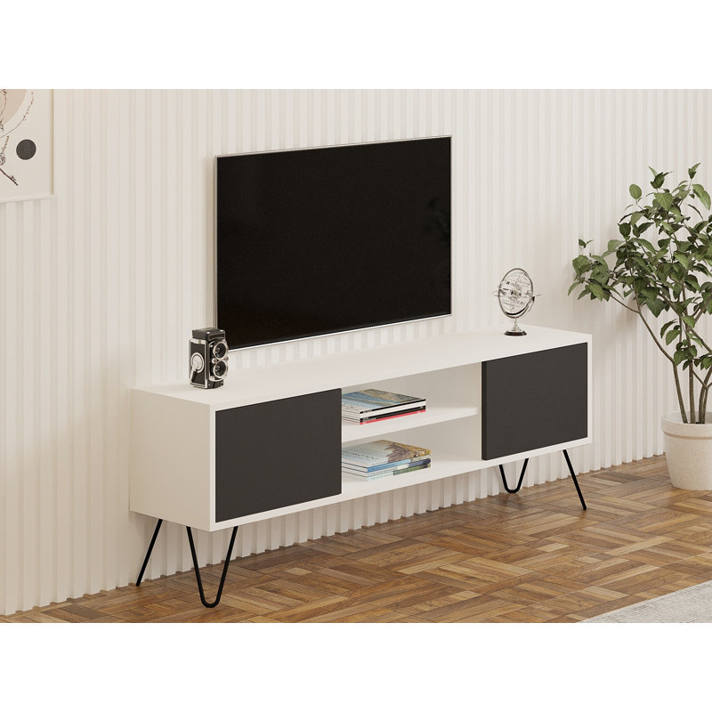 Menifee Unfinished TV Stand for TVs up to 48", Black/White