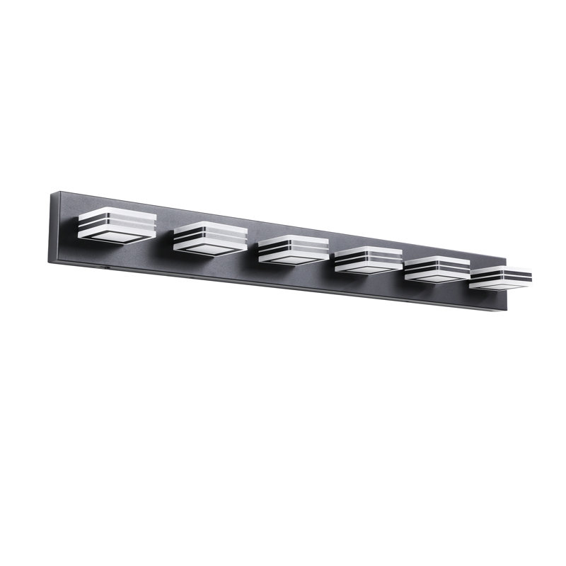 Luminaire de salle de bain noir à DEL écoénergétique - structure en fer et conception moderne pour l'éclairage du miroir de salle de bain