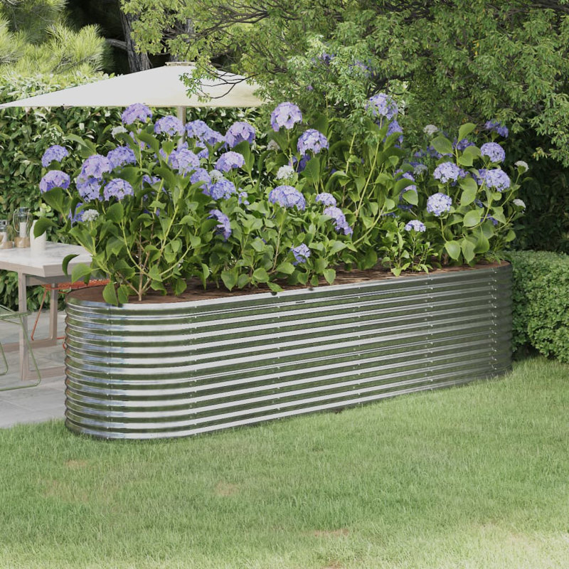 Garden Raised Bed Powder-coated Steel, Silver, 26.77" H x 116.54" W x 31.50" D
