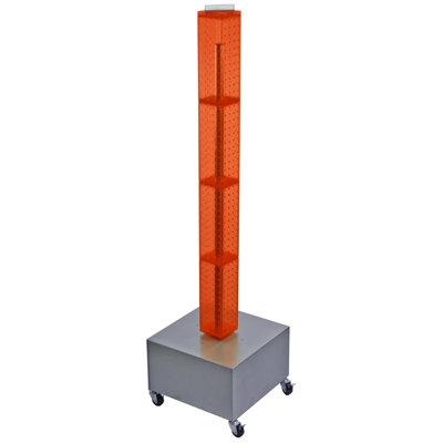 Présentoir de plancher à quatre côtés en équerre sur base pivotante en métal à roues. Tour Spinner Rack. Taille du panneau: l 4 po x H 48 po