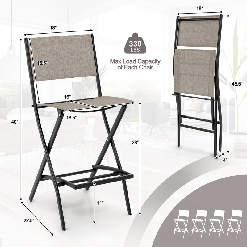 Westlyn Metal Outdoor 28'' Bar Stool, Brown