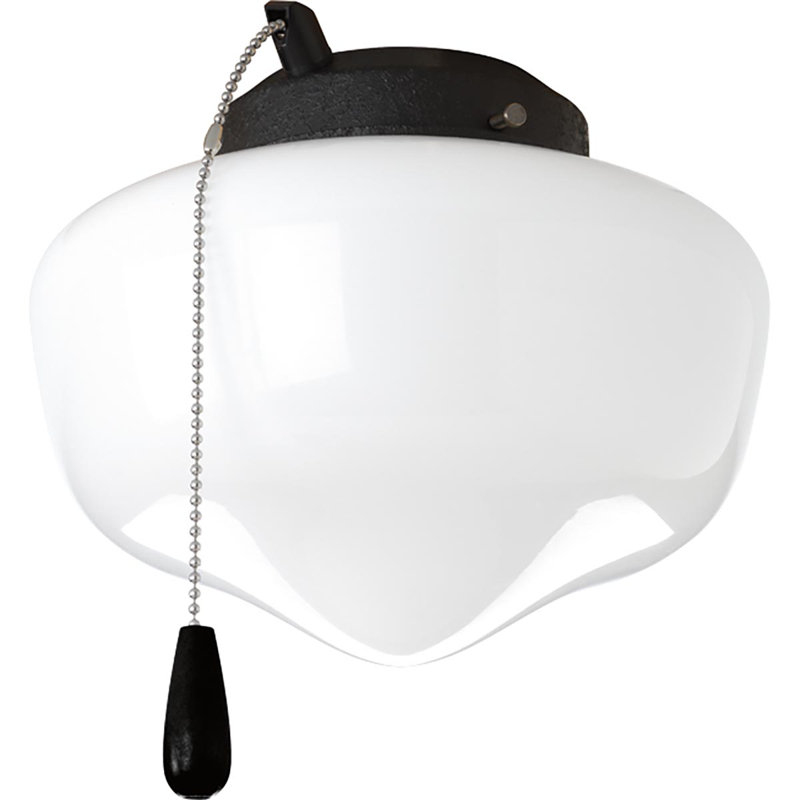 1-Light Universal Ceiling Fan Schoolhouse Light Kit, Forged Black