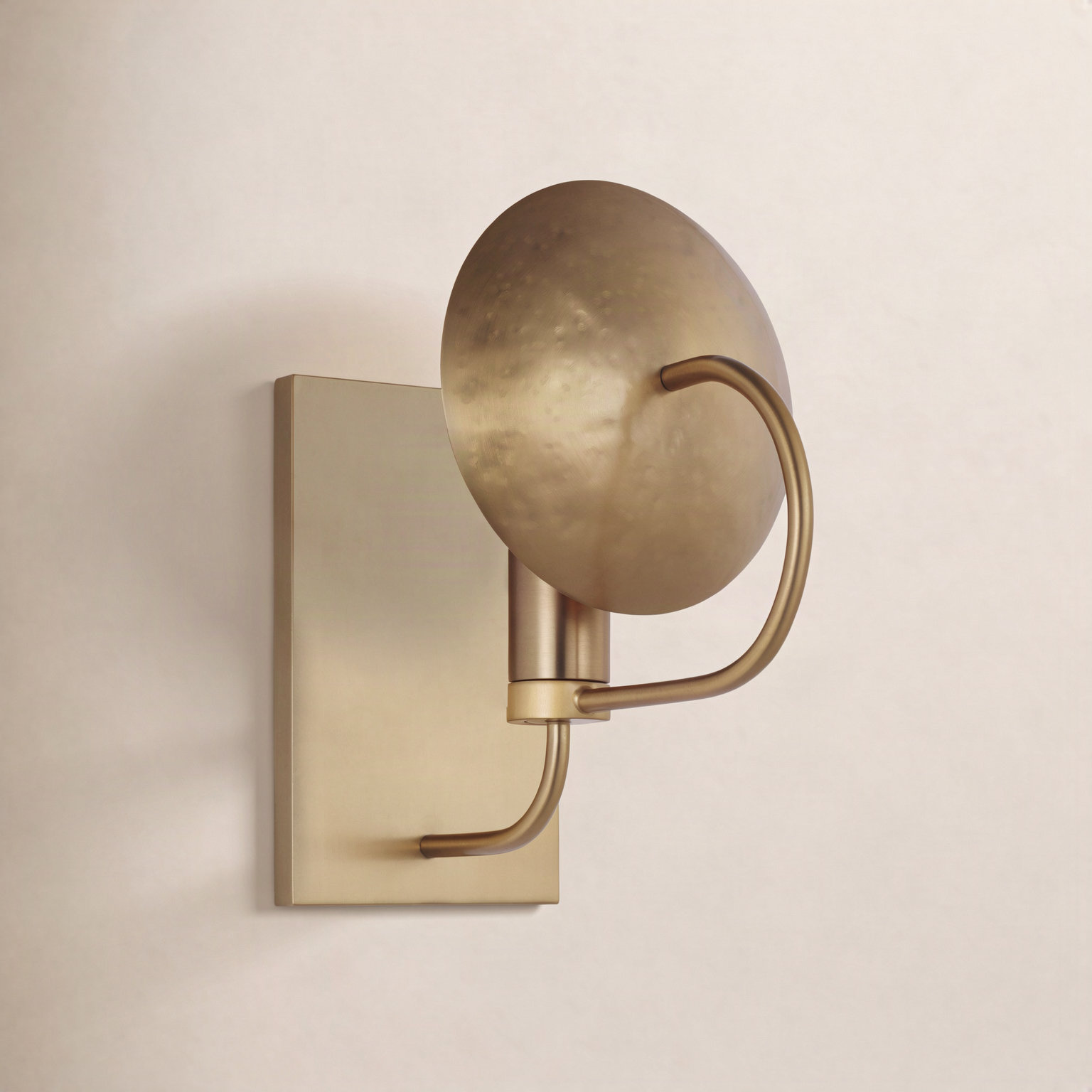 Whare Single Light Armed Sconce, Burnished Brass