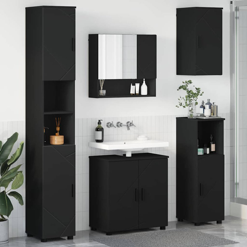 Bathroom Storage Furniture Set, Black