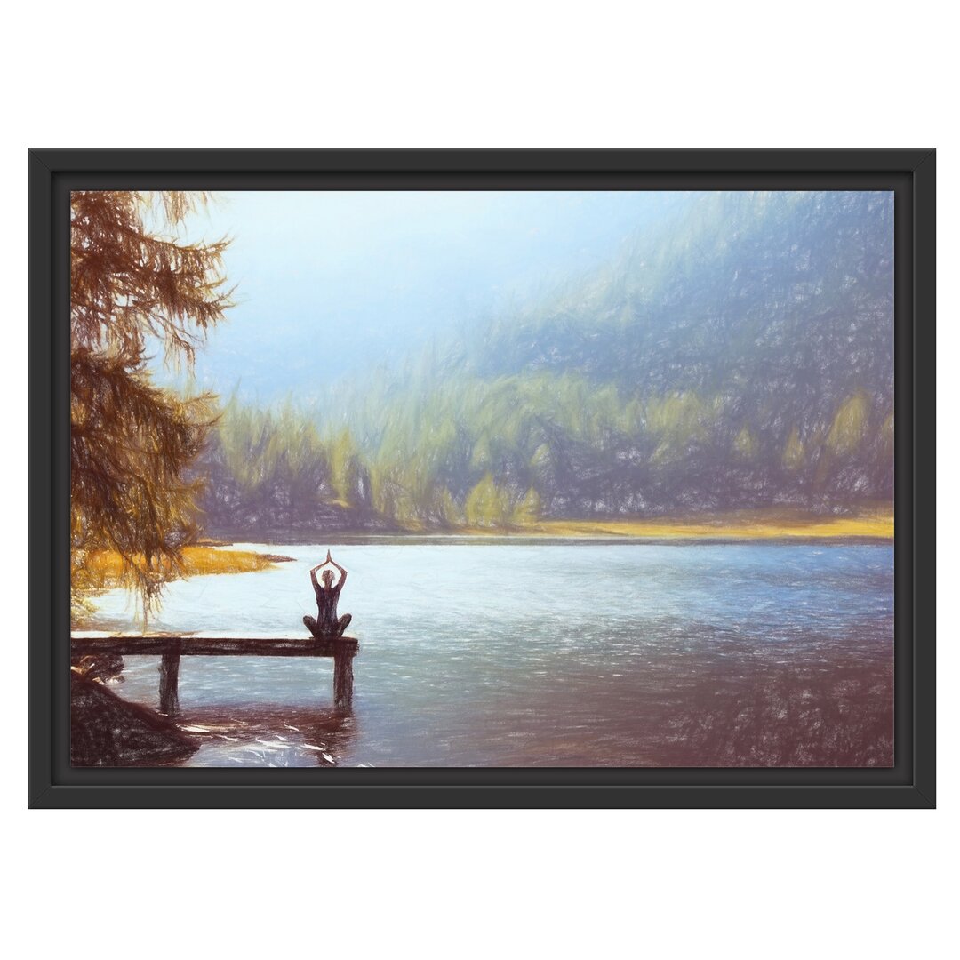 Gerahmtes Wandbild Yoga am See