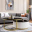 Modern Round Nesting Coffee Table Fluted with Drawer in Gold in 27.6"-228122592