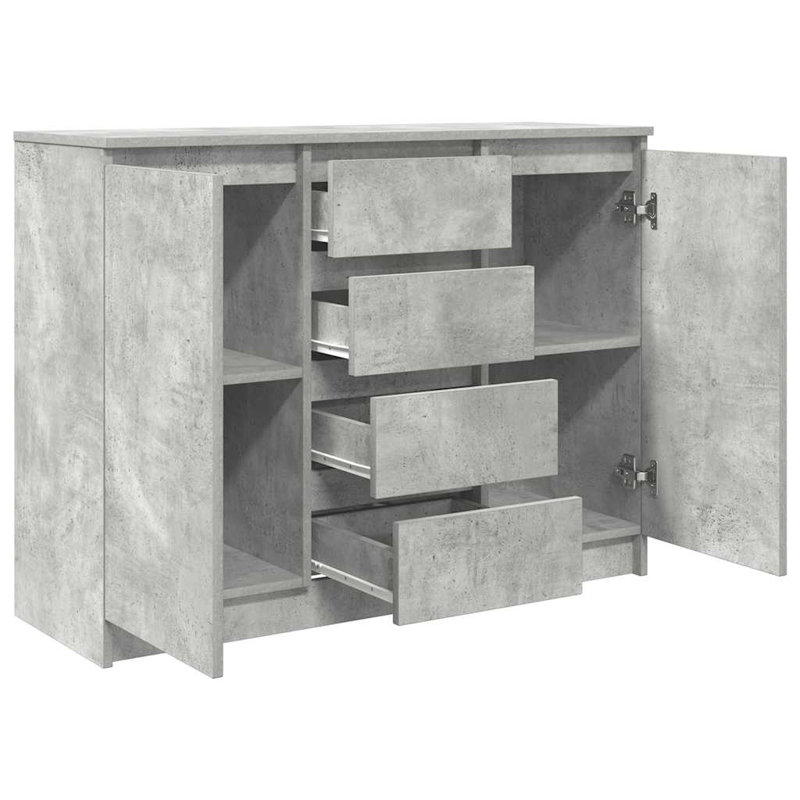 Sideboard With Drawers 100.5X35x76 Cm Engineered Wood, Concrete Grey