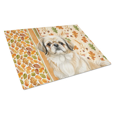 Planche à découper en verre Fawn Pekingese Heirloom Fall