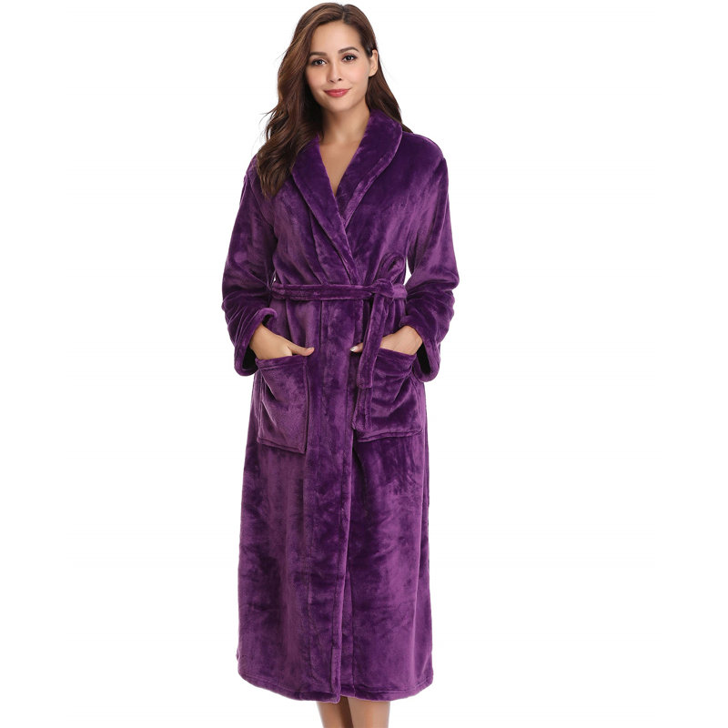 Aivyn Flannel Mid-Calf Bathrobe, XL, Purple