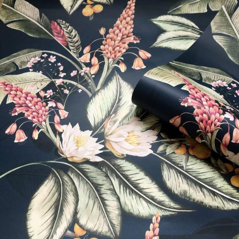 Amiayah Navy Paradise Garden Floral Wallpaper 10m x 53cm Matte Roll