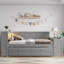 Lit double multifonctionnel avec rangement, bois massif, design moderne pour la maison