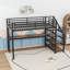 Lit mezzanine simple en métal avec bureau, lumières DEL et ports USB