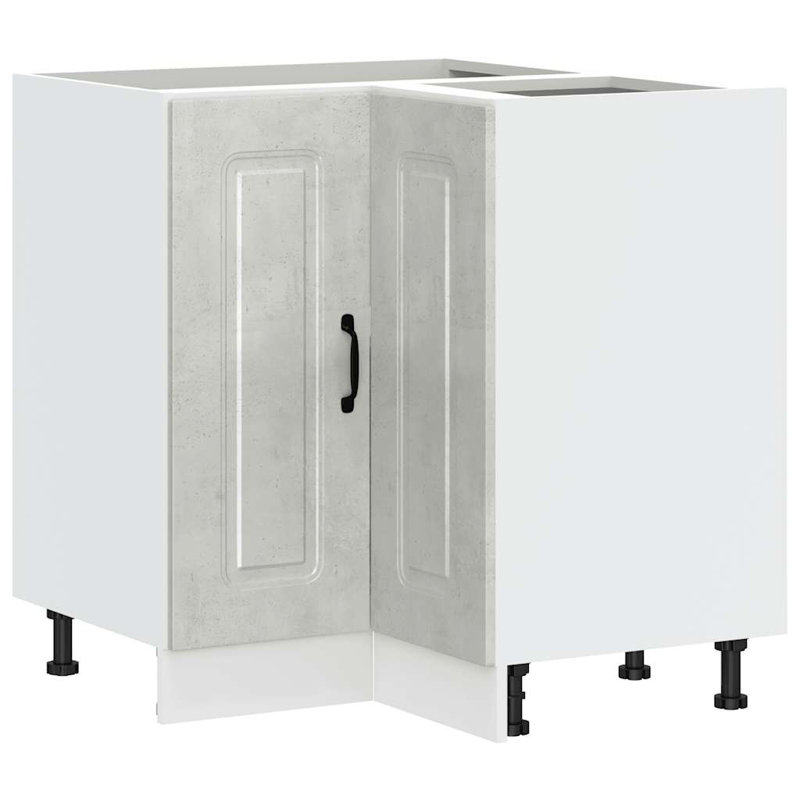 Kitchen Corner Base Cabinet Kalmar High Gloss Engineered Wood, Concrete Grey