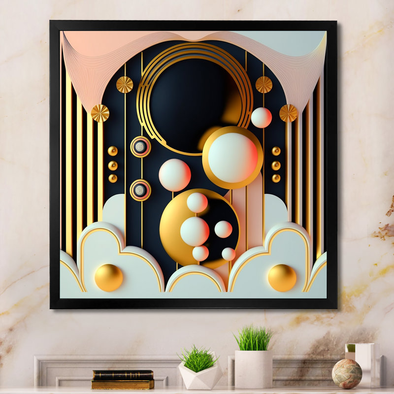 Golden Consciousness Rising I - reproduction sur toile, H 16 po x l 16 po x P 1 po, Toile avec cadre photo noir