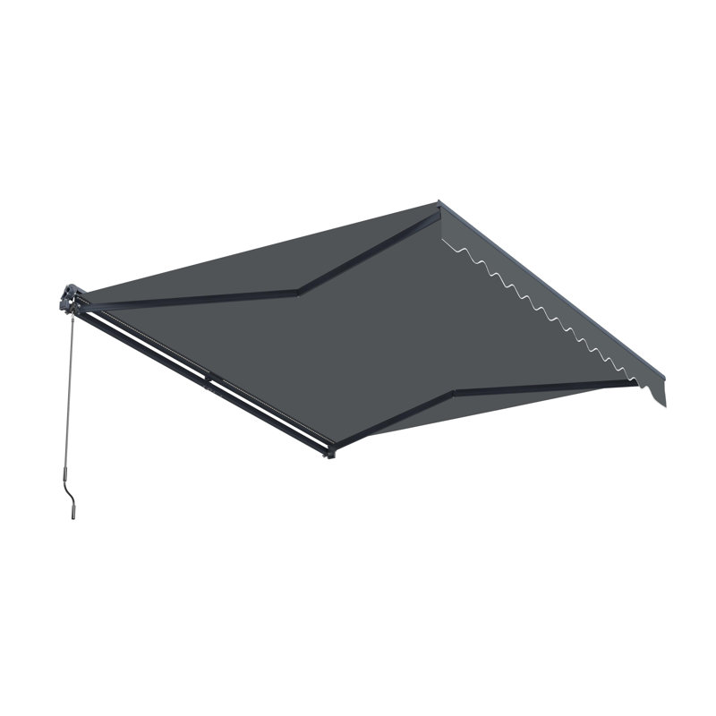 Auvent de patio semi-cassette avec lumières DEL - Collection Moroccan , l 12 pi x P 10 pi, À rayures, Gris anthracite