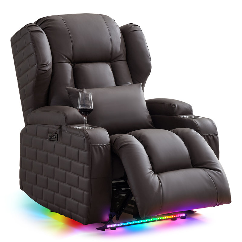 Fauteuil inclinable électrique avec chaleur et massage Wall, Brun