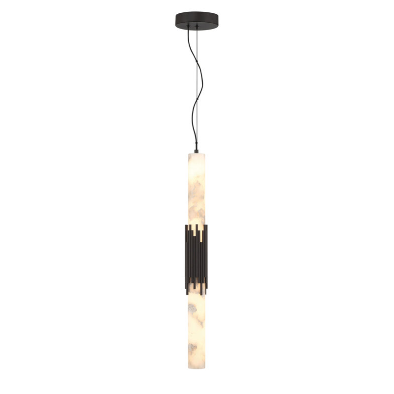 Luminaire suspendu, 29 po, bronze urbain, albâtre, Bronze urbain