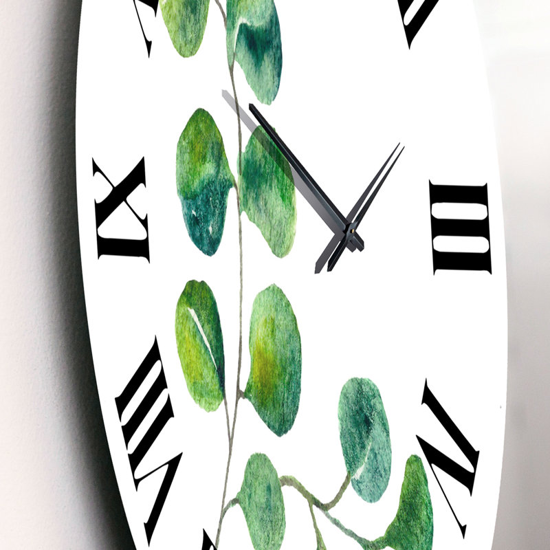 Green Eucalyptus Branches II - Horloge murale traditionnelle, Petit