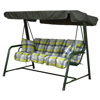 3 - Person Metal Hanging Porch Swing and Cushions