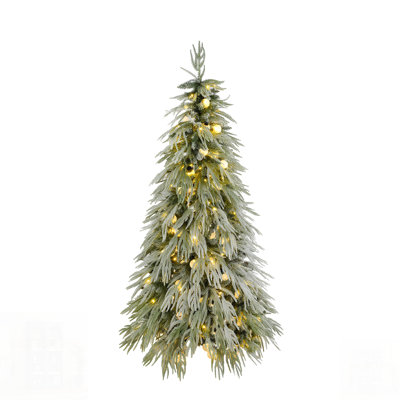 Arbre de Noël pré-éclairé enneigé, arbre de Noël articulé artificiel avec lumières DEL, parfait pour les fêtes