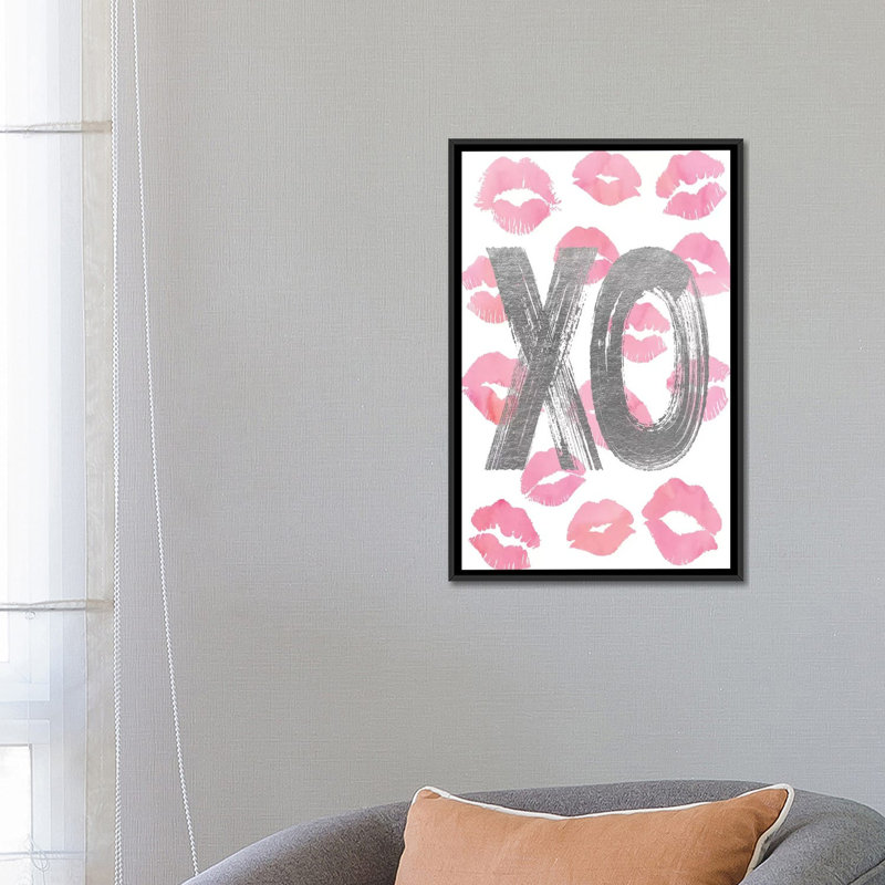 « love ox rose », impression sur toile tendue, H 26 po x l 18 po x P 1,5 po, Toile avec cadre noir, Pas de tapis