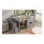 Twin Size Loft Bed With Storage Staircase And Window, With LED Light, Grey