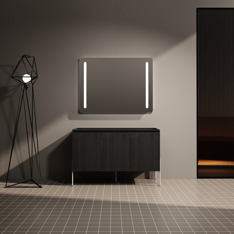 Meuble-lavabo autoportant 48 po - Chêne foncé pour salle de bain moderne