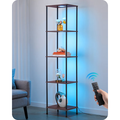 64" Column Dimmable RGBW LED Floor Lamp with Shelves & Remote Control