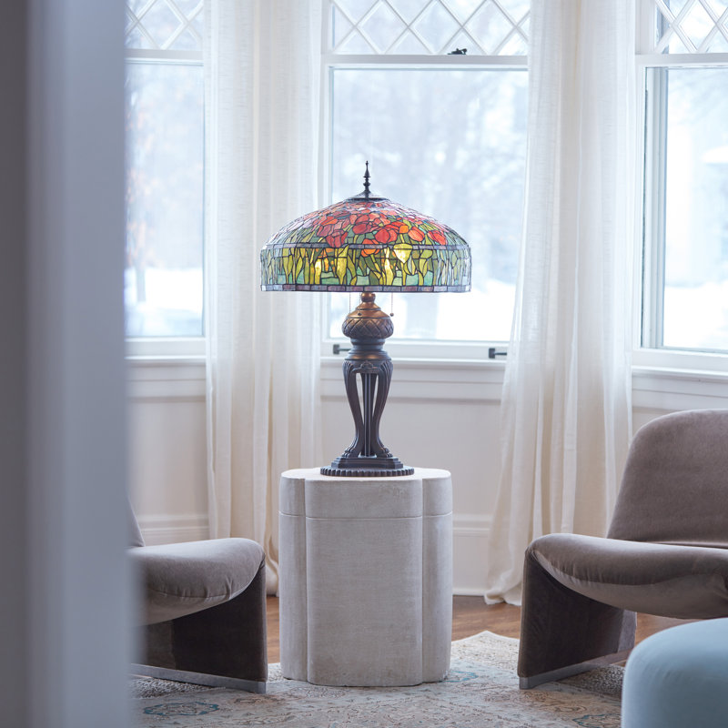 33.25"H Tulip Tiffany-Style Stained Glass Table Lamp