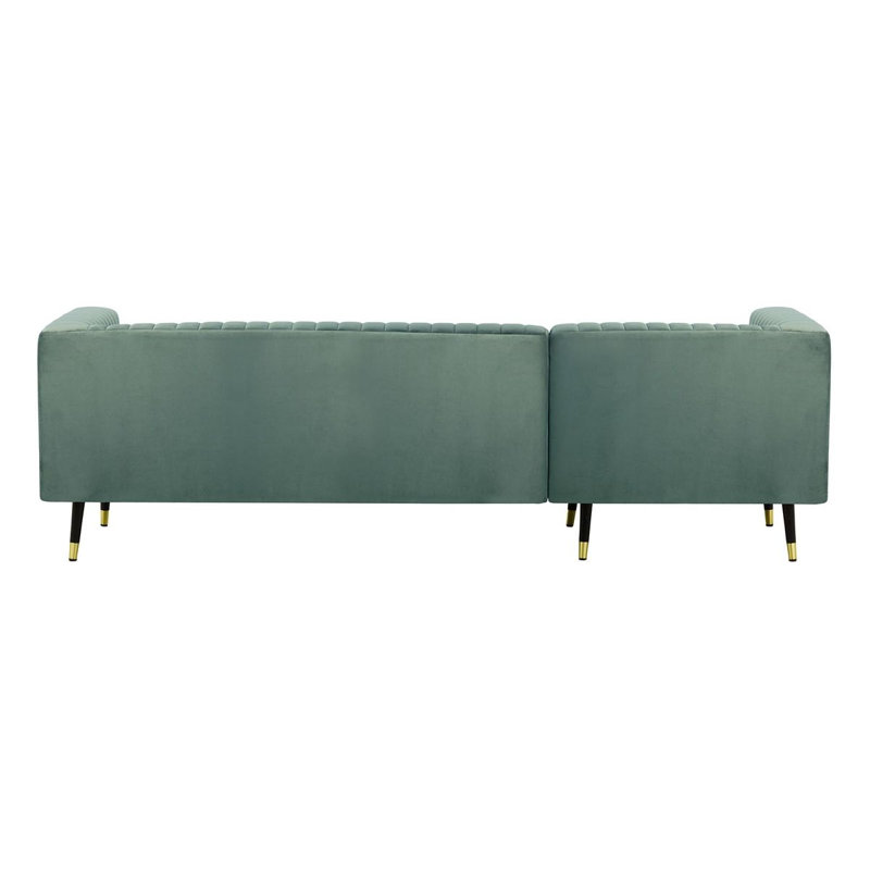 Monaville 4 Seater Velvet Sofa & Chaise, Blue, Left Hand Facing