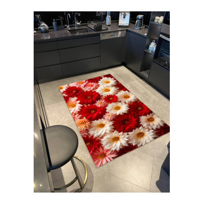 Tapis floral lavable à motif floral