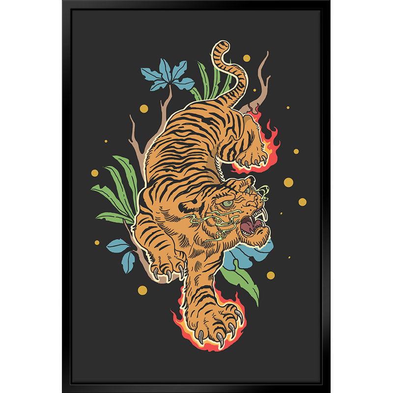 Tigre classique - estampe numérique sur toile avec cadre flottant_, L 16 po x H 20 po