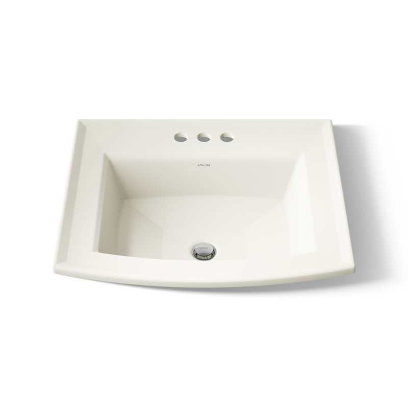Lavabo de salle de bain rectangulaire encastré en porcelaine vitreuse avec trop-plein Archer®, Biscuit, Centres de 4 po