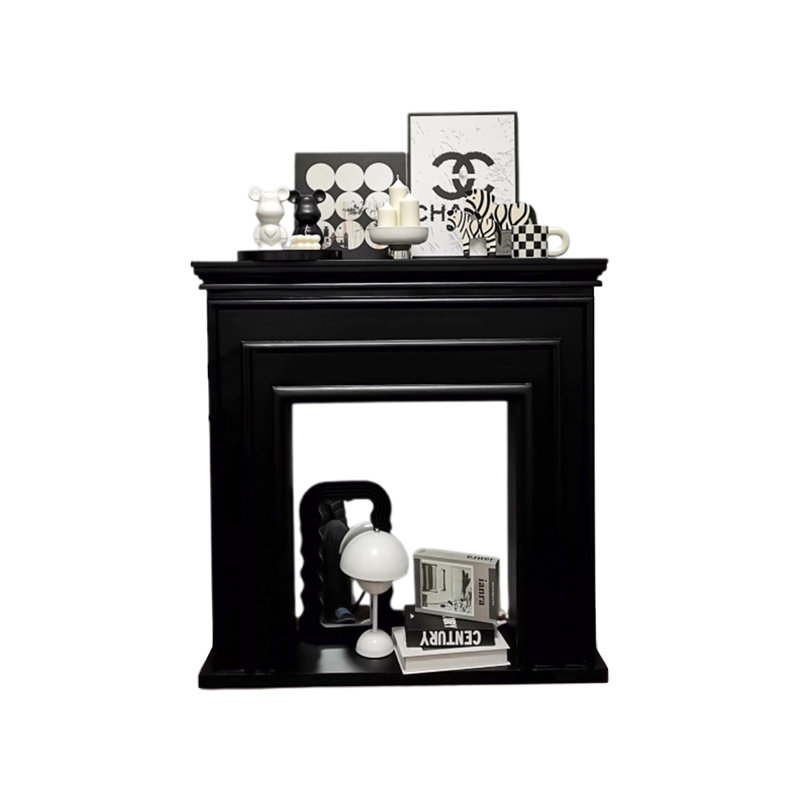 Black Manufactured Wood Freestanding Fireplace, 39.37" H x 39.37" W x 10.63" D