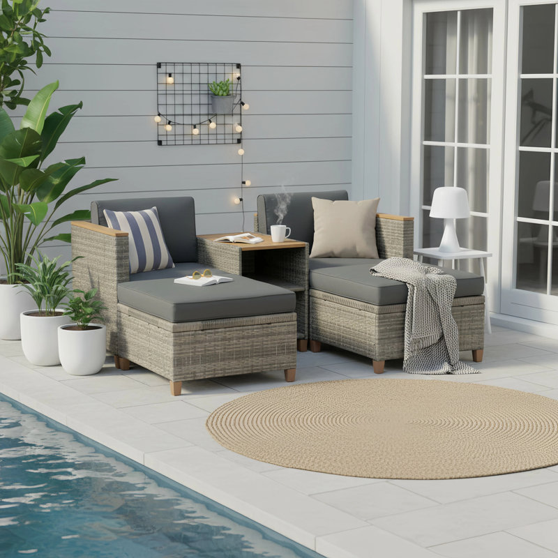 Ensemble de chaise longue de patio Fulvia, Blanc crème