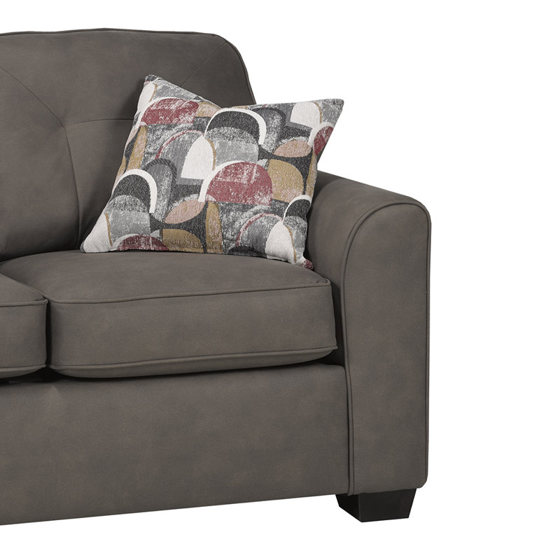 Causeuse à accoudoirs évasés 62 po avec coussins réversibles, Polyester moka