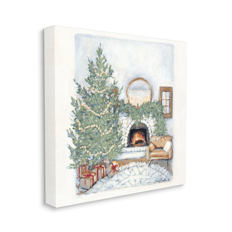 Foyer de Noël douillet, art texturé à la giclée noire encadrée par Sara Baker, H 17 po x l 17 po x P 1,5 po, Toile tendue