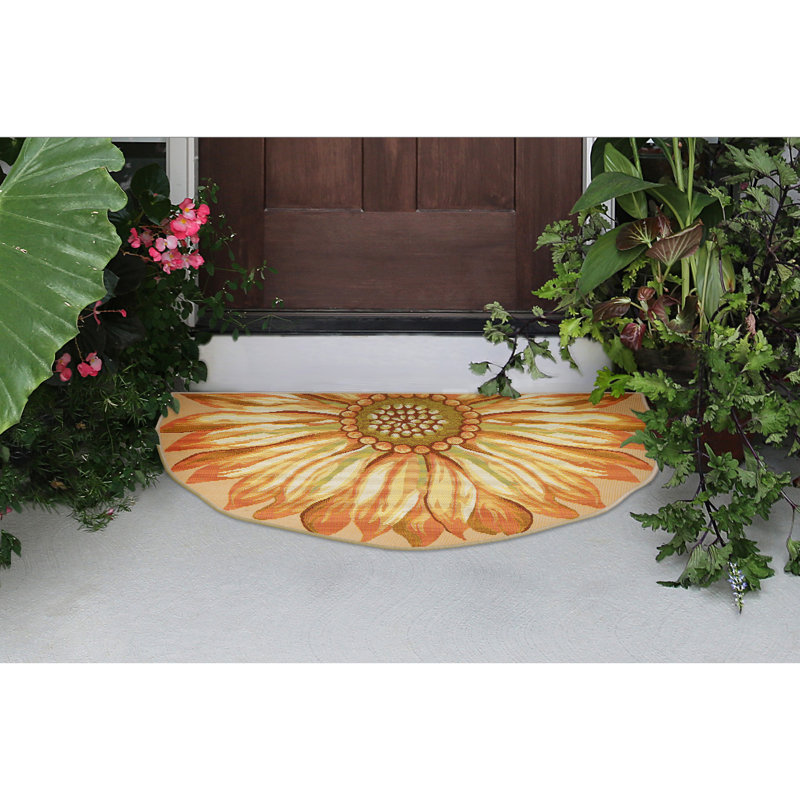 Antigona Floral Polyester Non-Skid Kitchen Mat, Novelty 3'3" x 2'1"