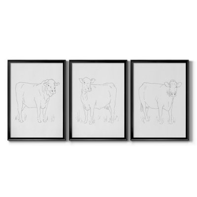 " Limousin Cattle I " 3 - Pieces Painting Print