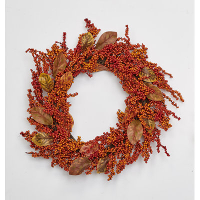20" Artificial Berries and Leaves Wreath